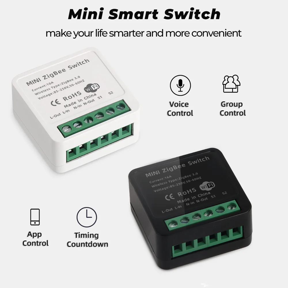 Смарт-часы Smart Life Zigbee Mini Breaker Tuya 2 Way on-off Switch