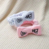 2021 new for women girls headbands omg letter coral fleece wash face bow hairbands headwear hair bands turban hair accessories