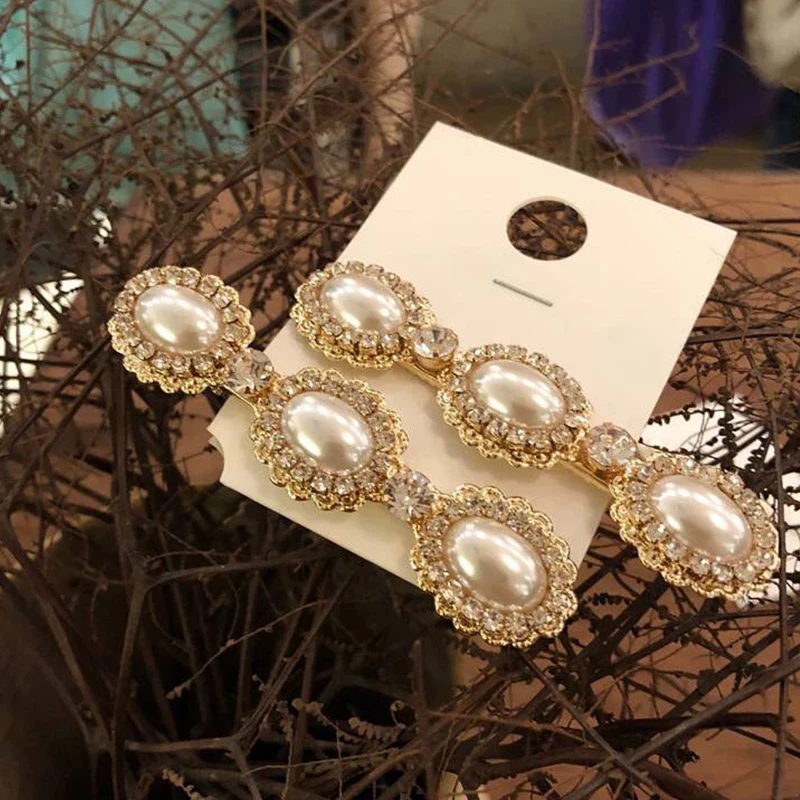 Корейская модная темпераментная знаменитая общественная личность Ветер Большой жемчужный край клип бэнг зажим в форме утиного клюва.