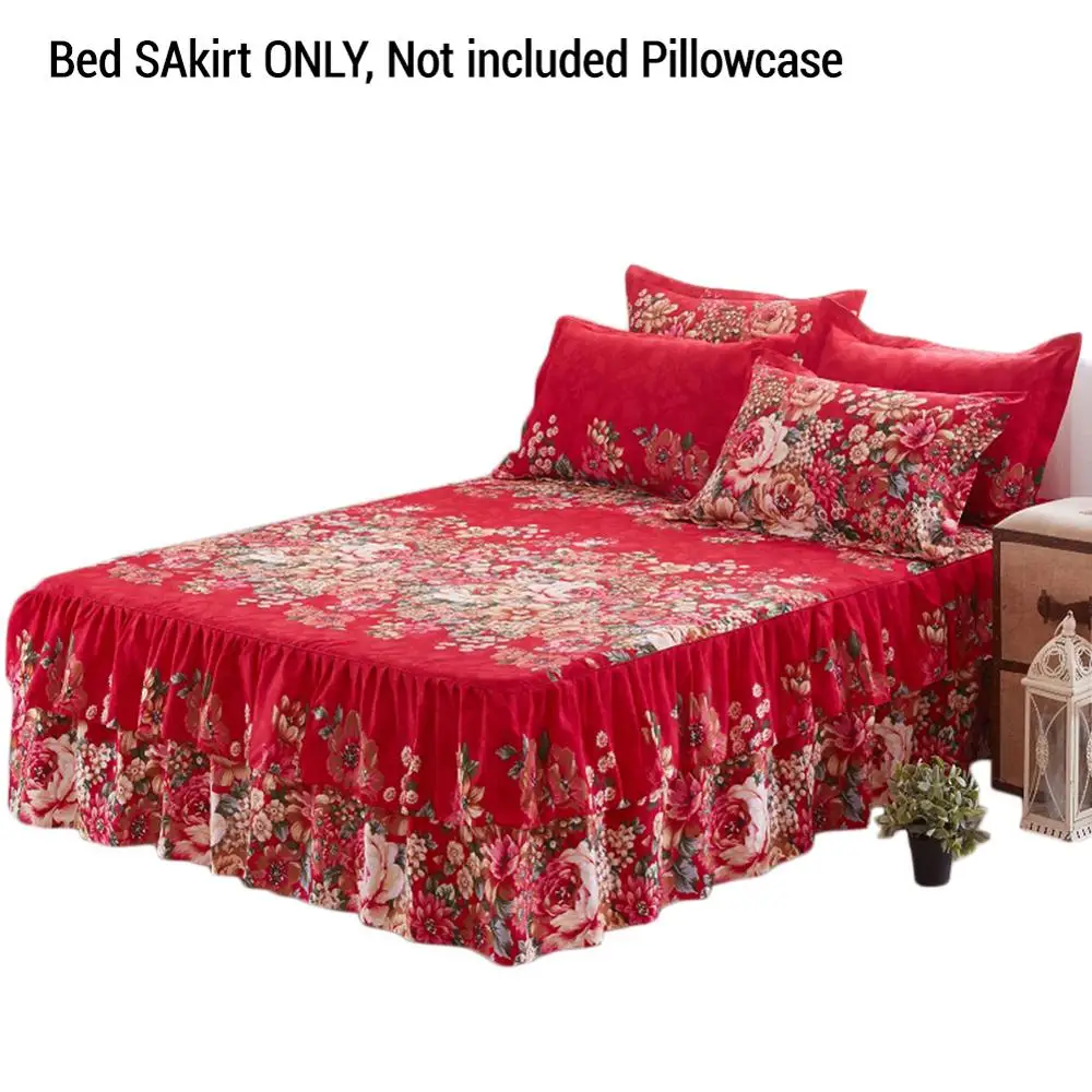 A Bed Skirt 150x200 см Красная Простыня с цветочным рисунком, покрывало, кружевная простыня для спальни, свадебное постельное белье, подарок на новоселье, наволочки - Цвет: A Bed Skirt