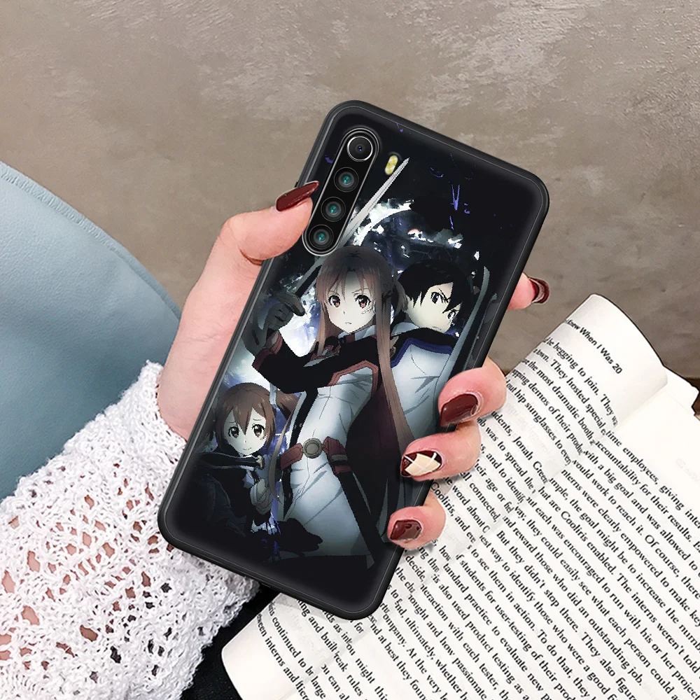 

anime Sword Art Online Phone Case For Xiaomi Redmi Note 7 8 8T 9 9S 4X 7 7A 9A K30 Pro Ultra black Cell Pretty Etui Trend Cover