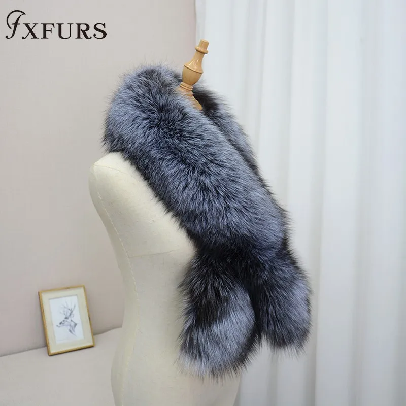FXFURS роскошный шарф из натурального меха лисы кожаный шарф большого размера натуральный шаль из лисьего меха Зимний женский палантин