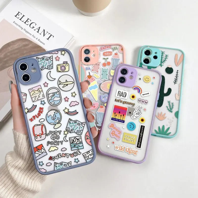 

Cute Cartoon Phone Cases for IPhone XS Max X XR Case for IPhone 11 12 13 Pro Max Mini 8 7 Plus SE 2020 Camera Protection Cover