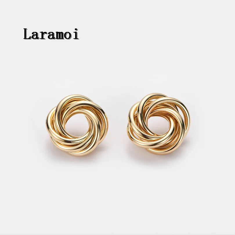 Женские серьги Laramoi массивные большие золотые и розовые геометрические гвоздики