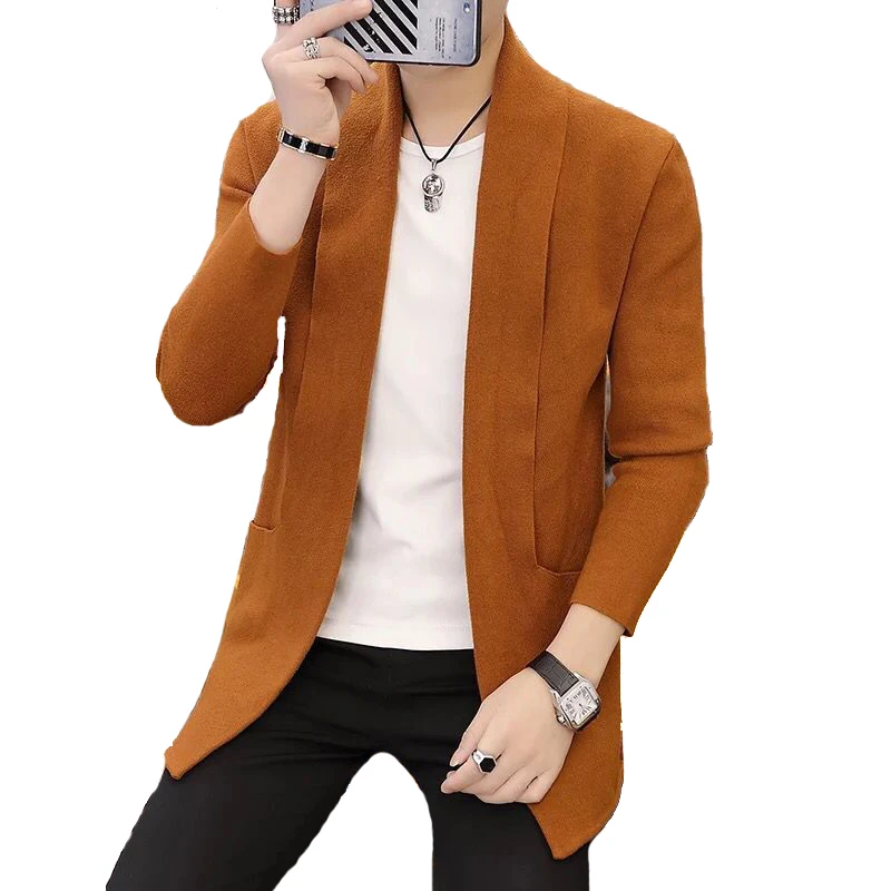

Men's Knitted Sweater Spring Wool Cardigan Good Quality Long Sweater