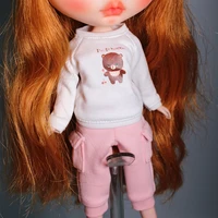 fashion long sleeve sweatshirt pullover for 12 blythe doll clothes white