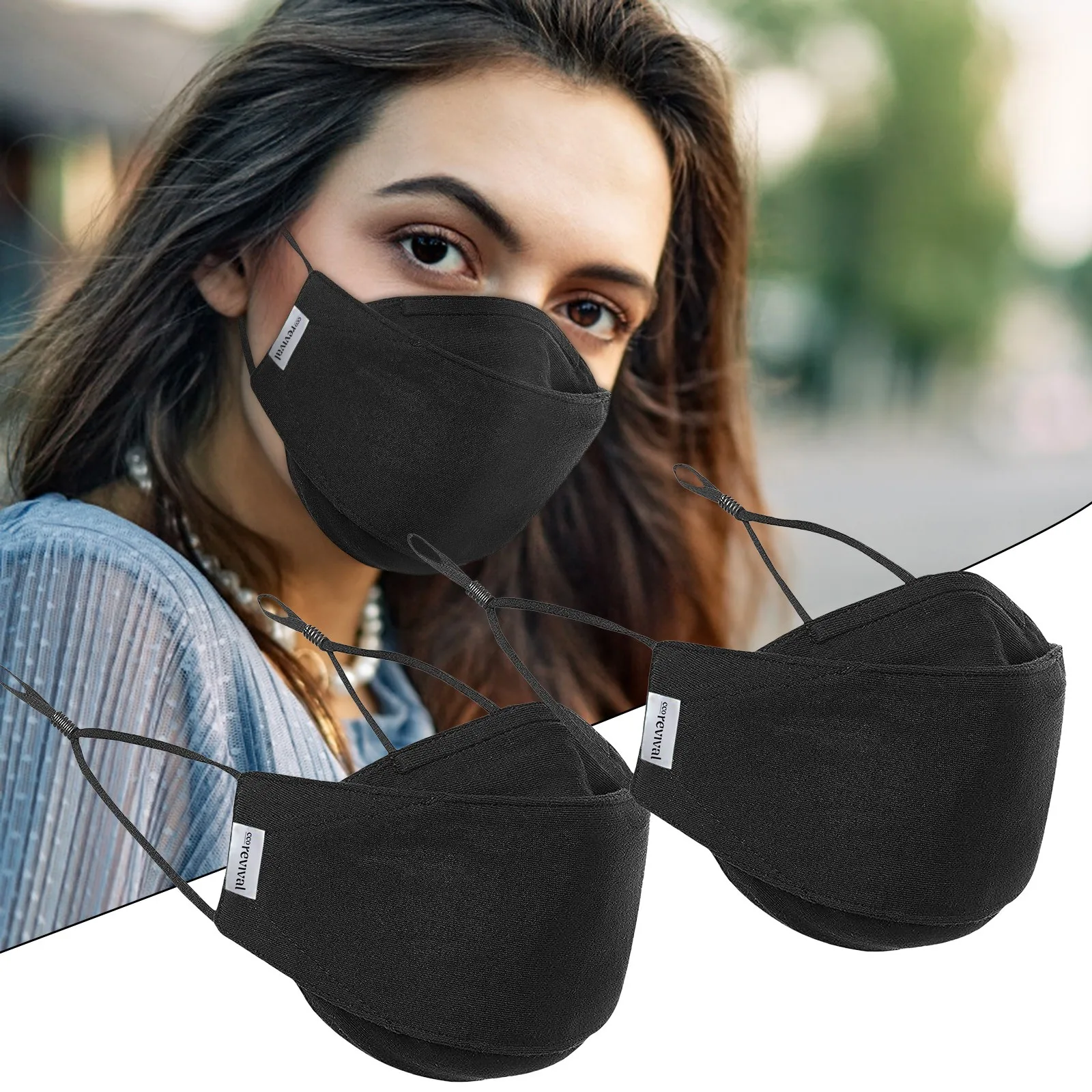 

Маски для взрослых черные дышащие многоразовые хлопковые С Пылезащитным фильтром, 2 шт.