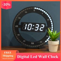 3d digital led wall clock night light electronic wall clock temperature date multi function big screen jumping second wall clock