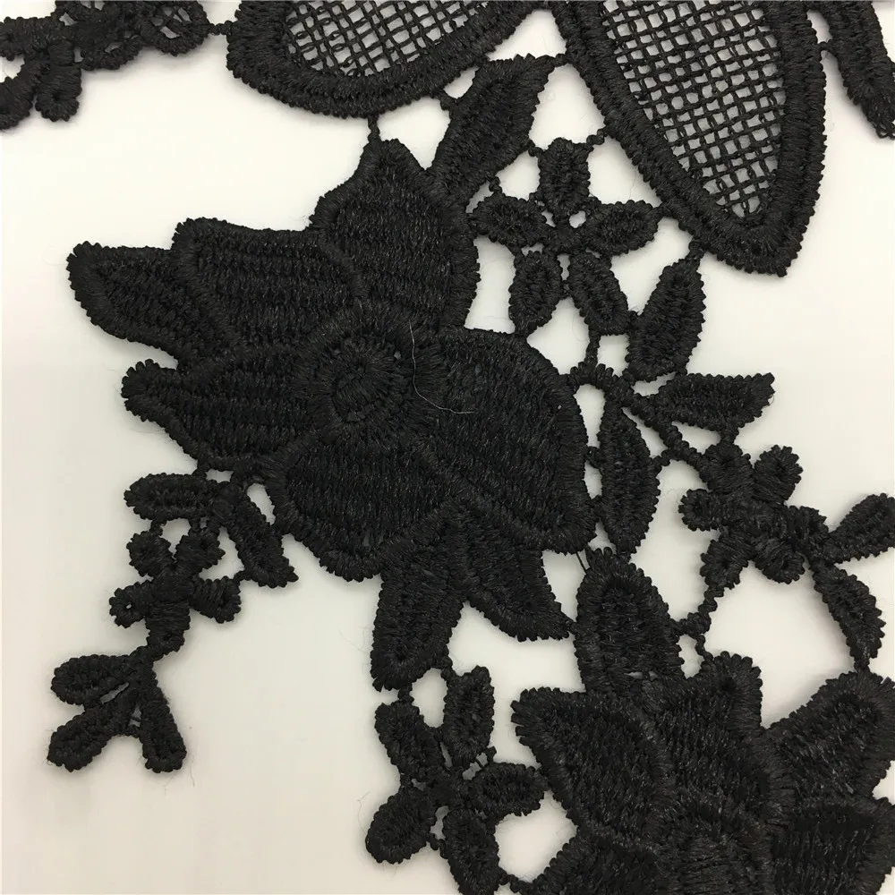 fashion style black Embroidered Lace Applique Embroidery Sewing on Patches Fabric Accessories YL258 a pair for sale | Дом и сад