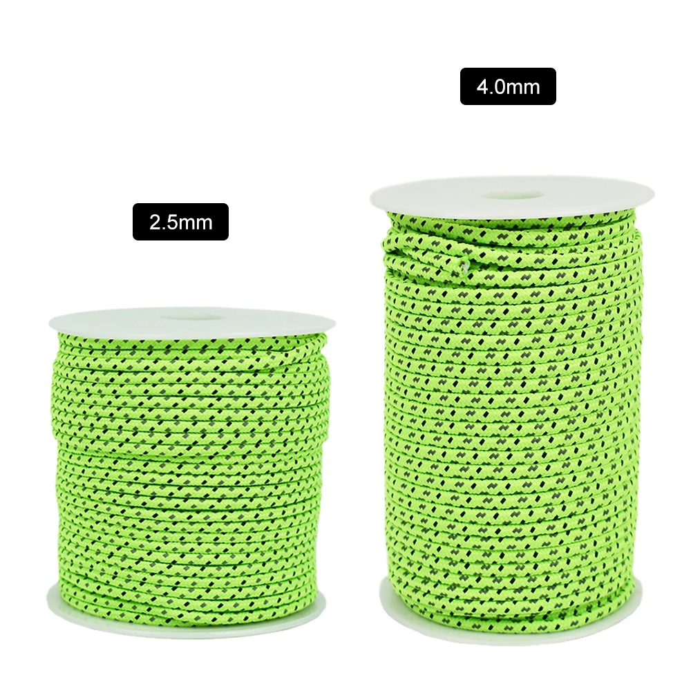 

2.5mm / 4mm 50M Reflective Tent Guyline Rope Paracord with 6 Guyline Adjusters Tensioners for Outdoor Camping Tent Awning