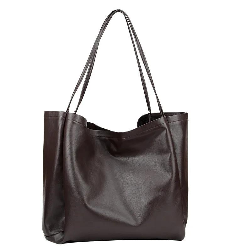 

Free shipping female 2020 new art shoulder bag travel large capacity fashion simple soft leather wild pure color handbag lady