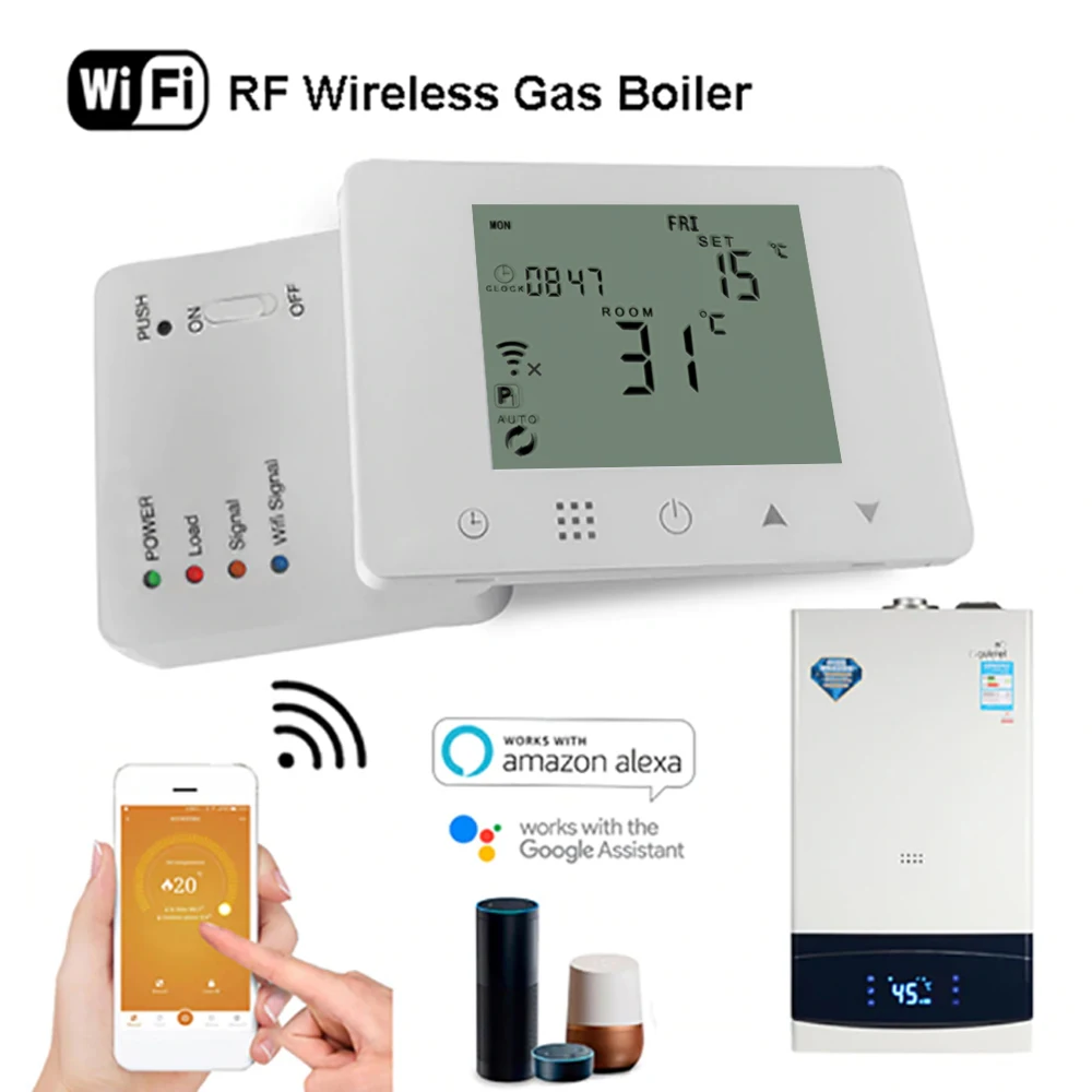 WiFi & RF беспроводной цифровой термостат сенсорный экран газовый котел вода