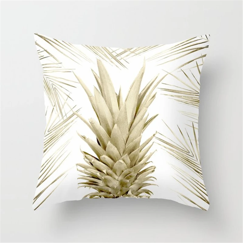 Наволочка плюшевая декоративная с принтом в виде ананаса | Дом и сад
