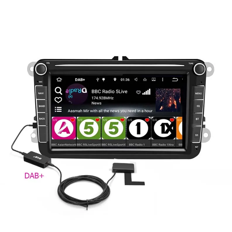 with DAB 2 Din автомагнитола gps навигация Мультимедиа для VW POLO PASSAT B5 B6 Golf 5 Octavia SEAT LEON Tiguan Touran Jetta School Rapid - Цвет: with DAB