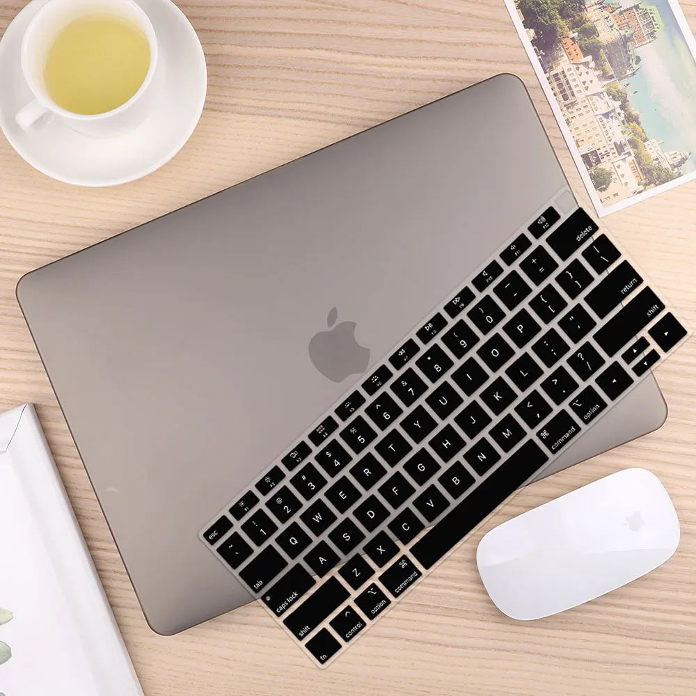 Grey Чехол для ноутбука 4 в 1 для MacBook Air 11, 13 дюймов и Pro retina 13,3, 15,,,, кристально Матовый Жесткий чехол для клавиатуры - Цвет: Grey