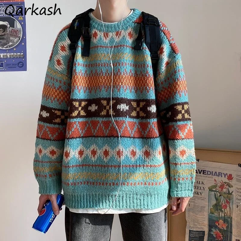 

Vintage Sweater Women Chic Unisex Knitwear All-match Thicker Fall Spring Popular Students Couple Ulzzang Loose Ladies Pullovers