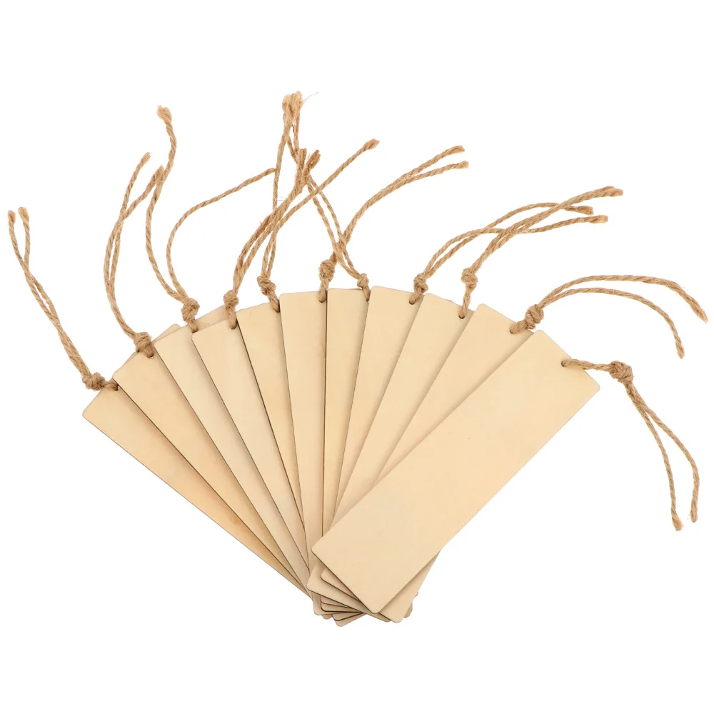 

10Pcs Wood Blank Bookmarks DIY Wooden Craft Unfinished Wood Hanging Tag