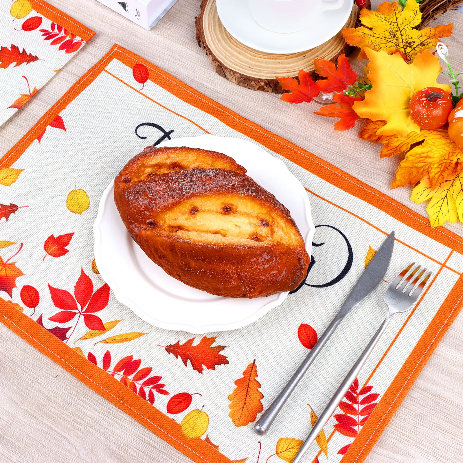 

6 шт. коврики для сбора урожая на День Благодарения, сувениры для сбора урожая, льняные салфетки с принтом, семейные салфетки