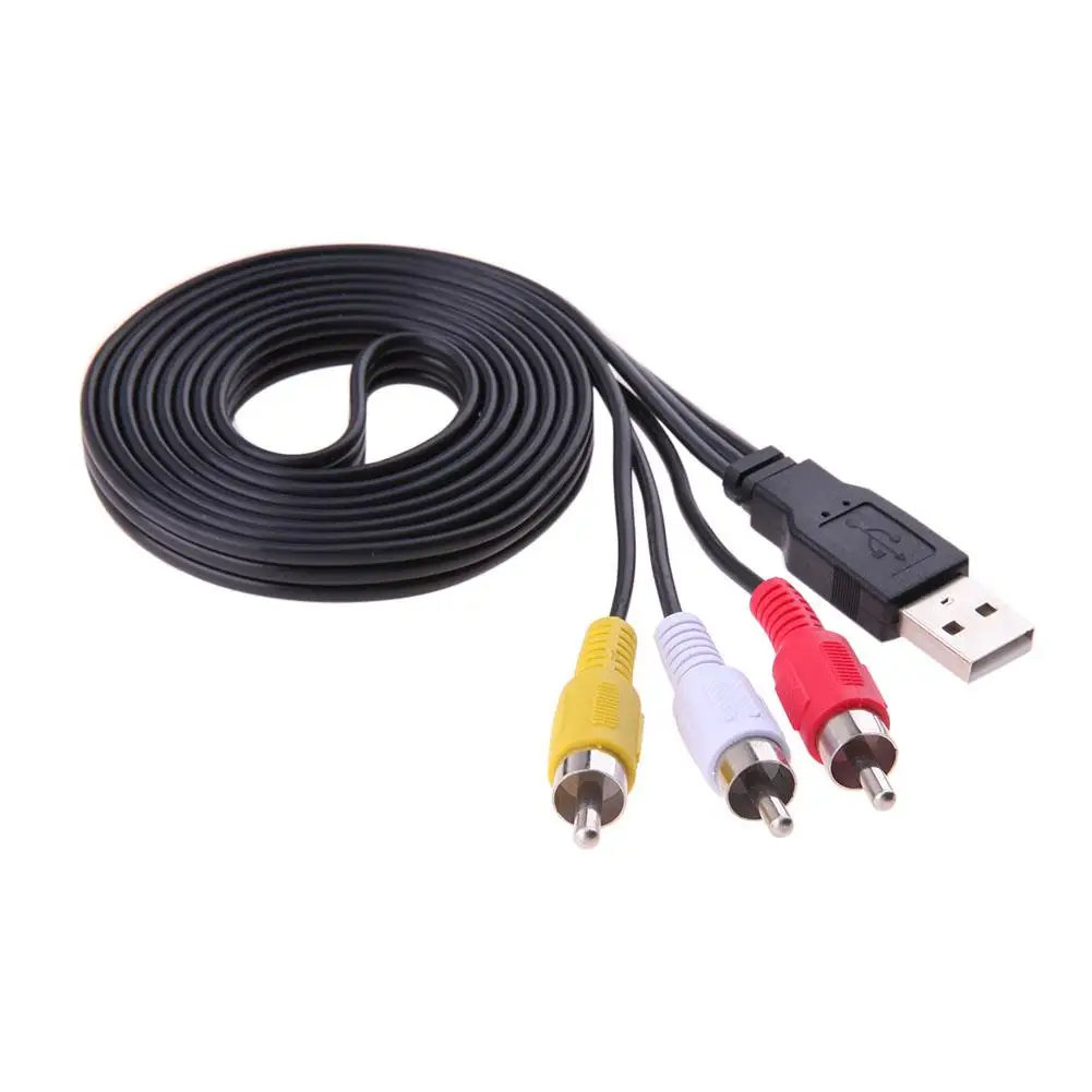 Новинка 1 5 м футов USB штекер A к 3 RCA AV A/V ТВ адаптер кабель аудио для телеприставки