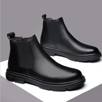winter british men warm boots high top mens fashion chelsea boots with zip wedding gentleman high quality leather shoes