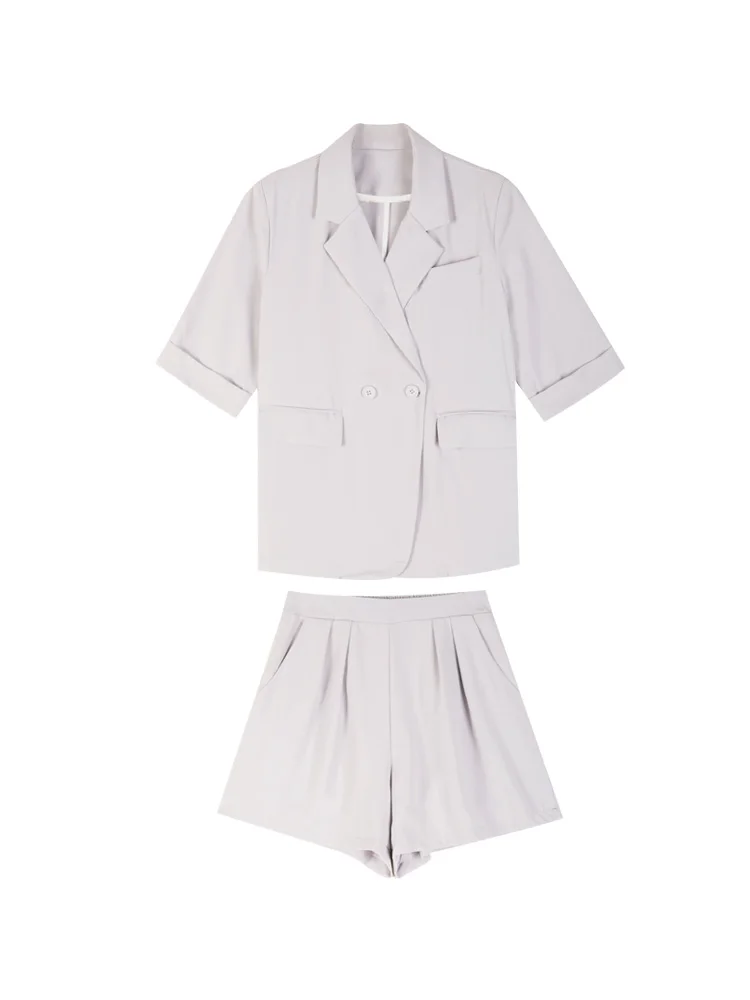 

2021 Summer New Korean Version Was Thin Suit Jacket Shorts Two-piece Female 3 Piece Set