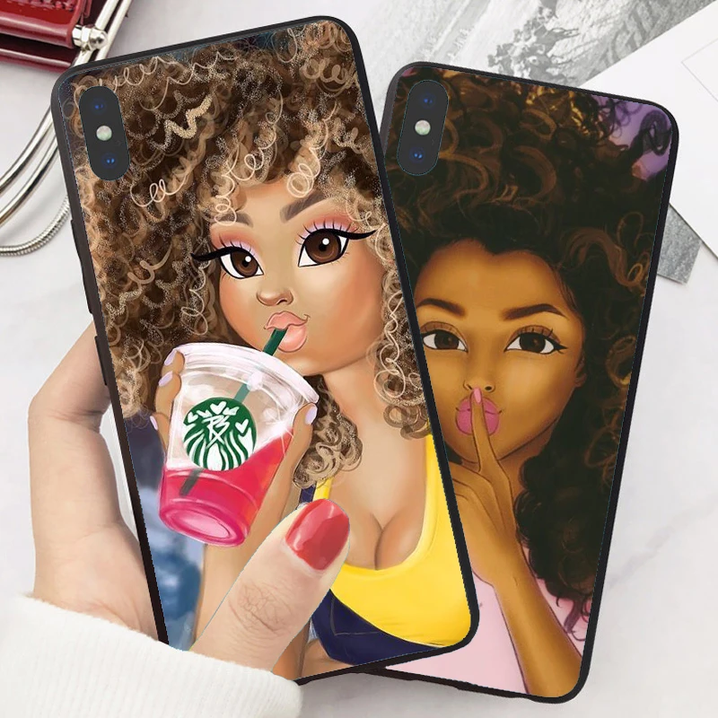 2bunz Melanin Poppin Aba чехол для телефона для iphone 11 11PRO 5S SE 6S 7 8 XS XR XSMAX Черный силиконовый чехол для девочек