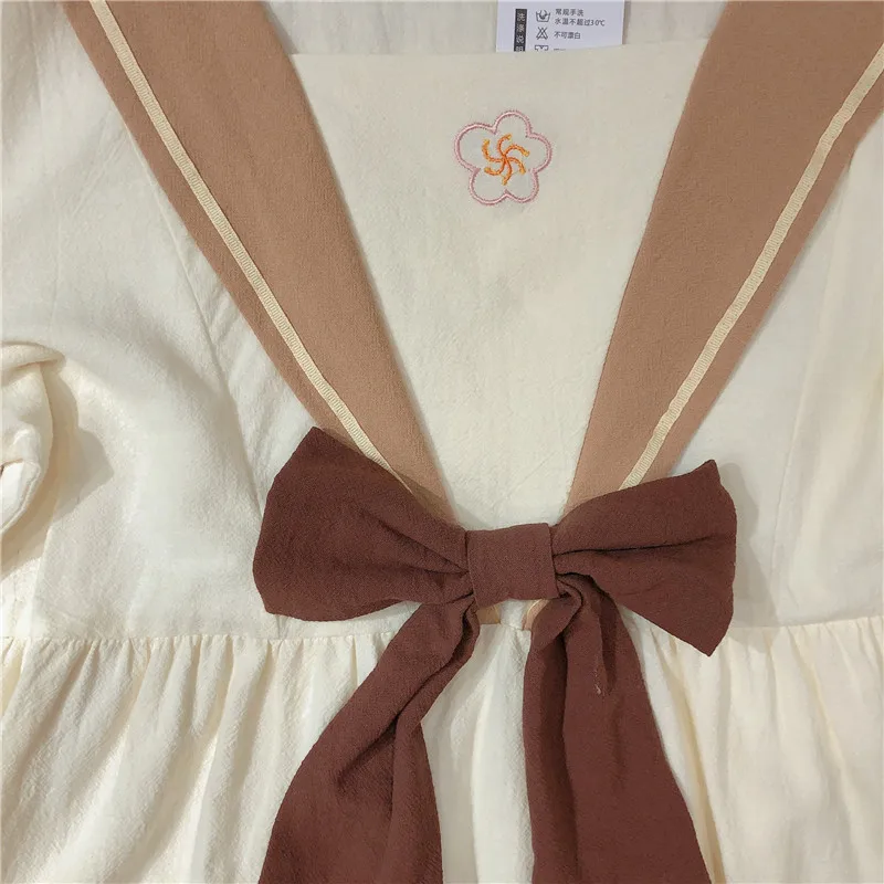 Осеннее платье с длинными рукавами в японском стиле Mori для девочек Платье бантом