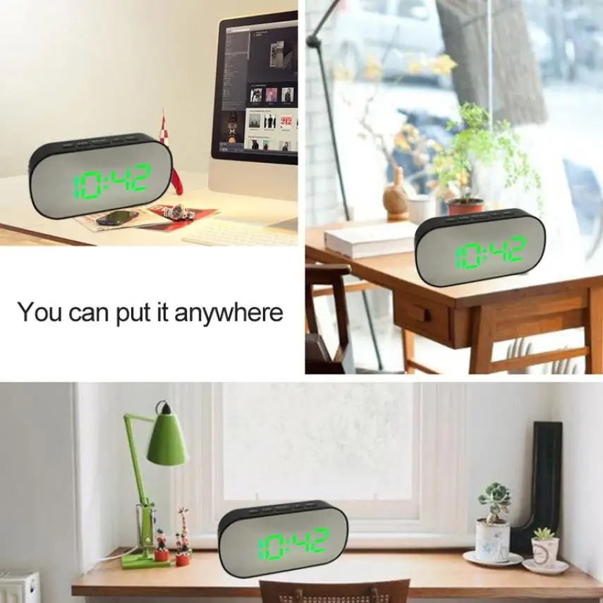 2020 новый многофункциональный светодиодный зеркальный будильник часы с кабелем