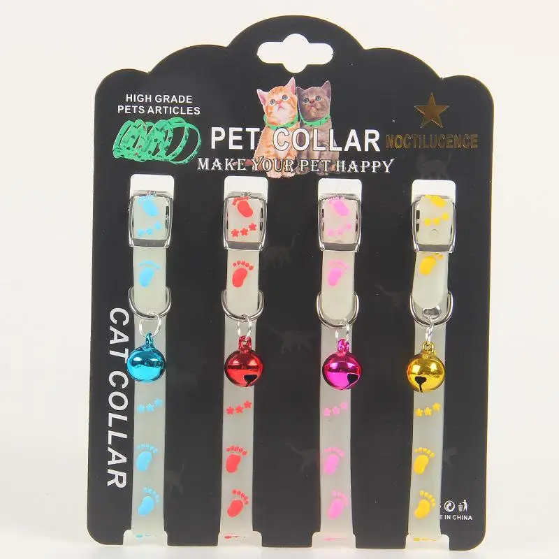 1pcs random color Регулируемые резиновые люминесцентные ошейники для щенков, собак, кошек с колокольчиками, ошейник разных цветов для домашних животных на Хэллоуин, Рождество, Прямая поставка - Цвет: 1pcs random color