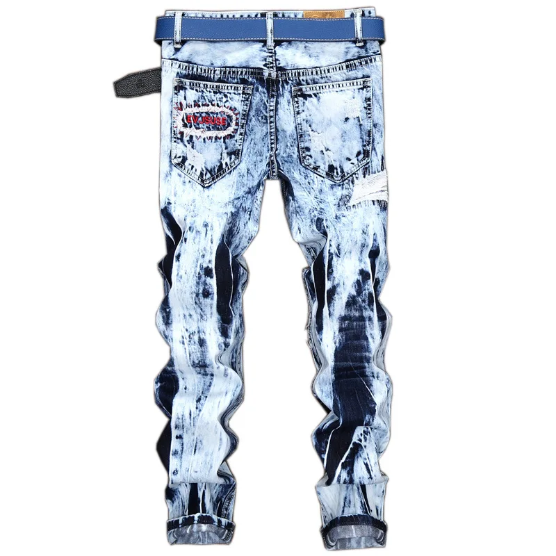 

Denim Designer Hole MOTO BIKE Jeans High Quality Ripped for Men Size 28-38 40 42 2021 Autumn Spring HIP HOP Punk Streetwear