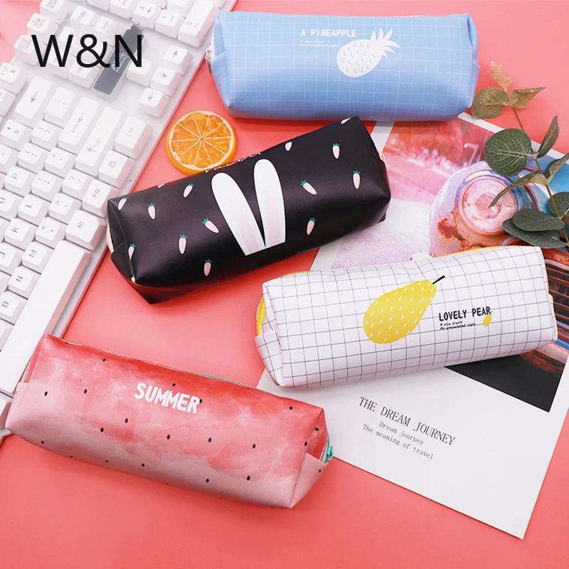 Школьный футляр карандаш для девочек и мальчиков милый кожаный чехол из