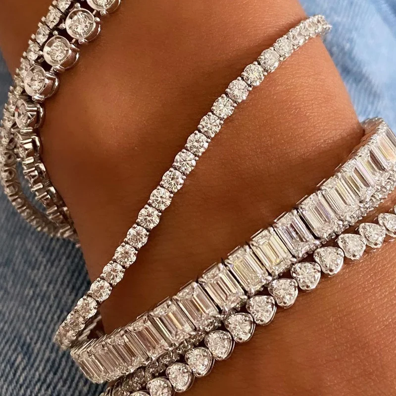 

Luxury Cubic Zirconia Tennis Bracelet For Women Men Iced Out Chain Crystal Bracelet Wedding Band Couple Jewerly Gift pulseras