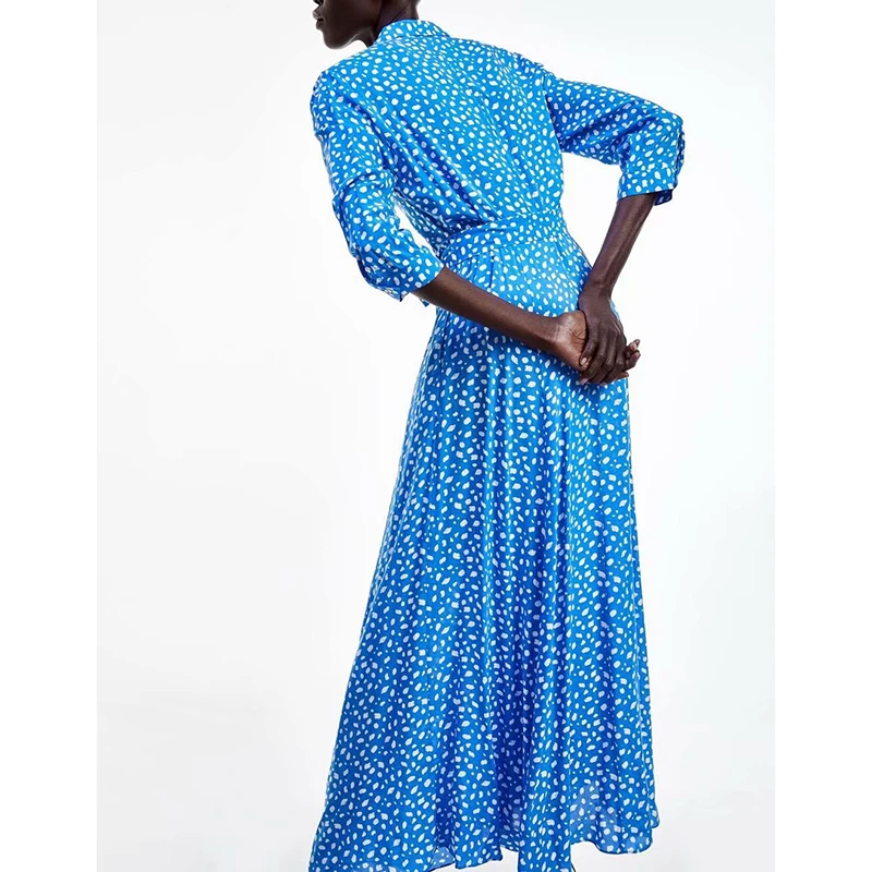 JuneLove женское осеннее платье с длинным рукавом и принтом винтажные пояса