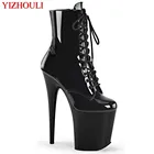 20 см; Туфли на шпильке; С лаковым покрытием подошвы, 8 дюймов модель Ночной клуб производительности ботинки, круглый носок, на молнии, яркие ботильоны