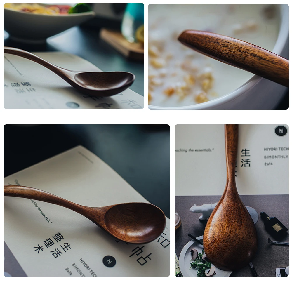 

Japanese Style Wooden Spoon Bamboo Kitchen Cooking Utensil Tool Soup Teaspoon Catering Kids Spoon Kitchenware For Rice Soup