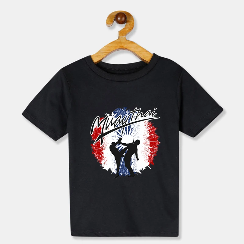 

Summer Hot Sale New Fashion Muay Thai Thail and Boxing Watercolor Cotton T Shirt For Child Harajuku Cartoon Tees Pattern T-shirt