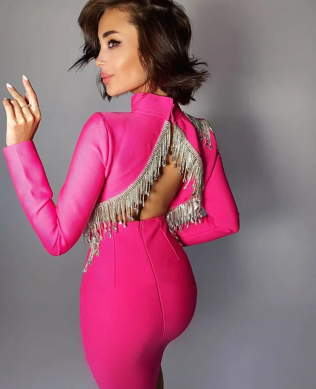 Высококачественное розовое черное белое зимнее сексуальное модное платье с