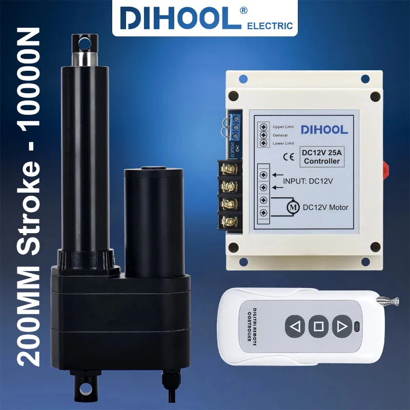 Электрический линейный привод DHLA10000 с ходом 200 мм, 1000 Н, кг, фунта, 12 В, 24 В постоянного тока, телескопическая линейная подъемная Колонка для стола
