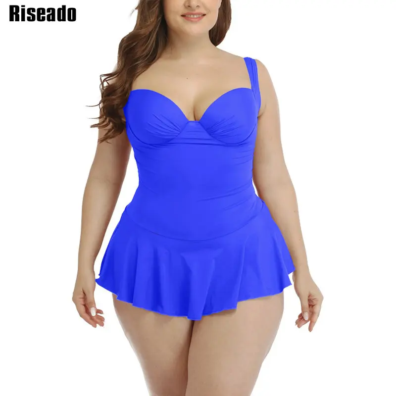 Женский купальный костюм с рюшами Riseado открытой спиной красный на бретелях 2021