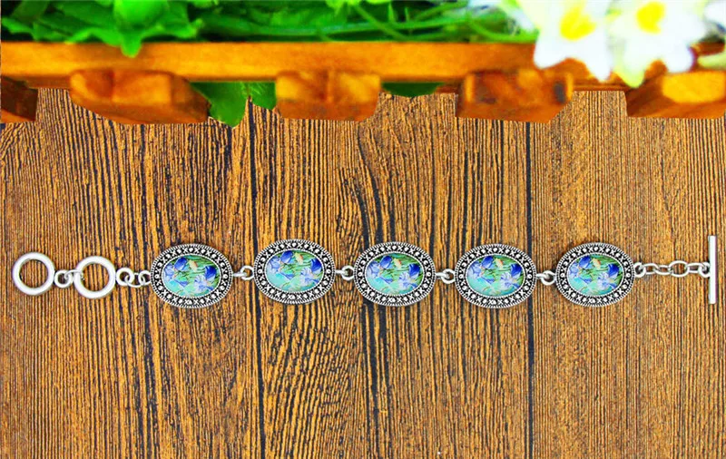 Oval Daffodil Flower Jewelry Set Antique Silver Plated Necklace Earrings Bracelet Fashion Jewelry TS417