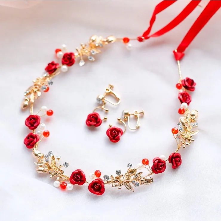 Романтичные серьги ручной работы в виде Розы и золота свадебные повязки на