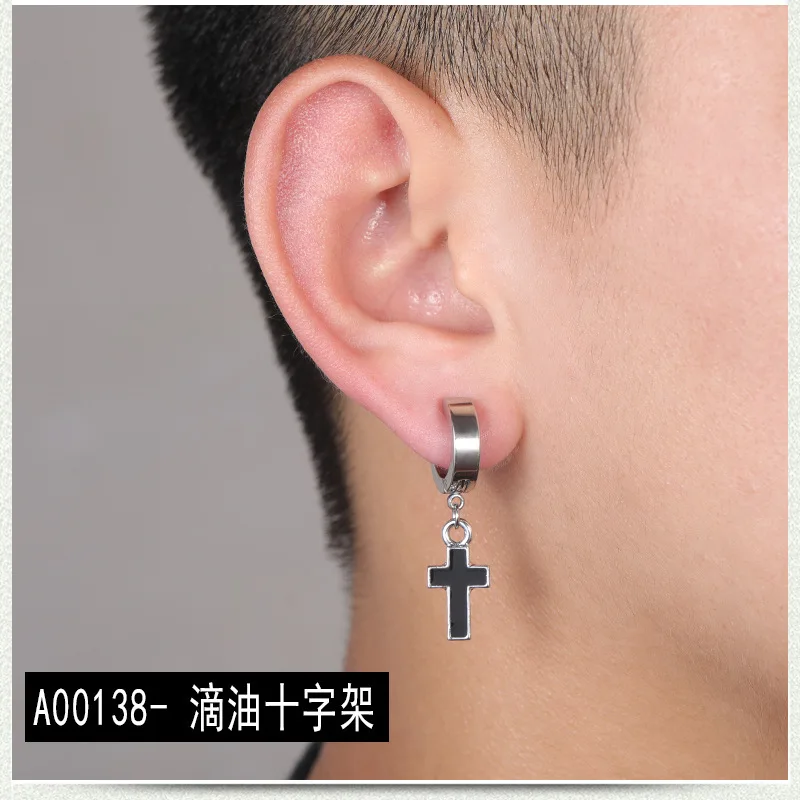 Продукты не аллергический крест из нержавеющей стали серьги без отверстия для