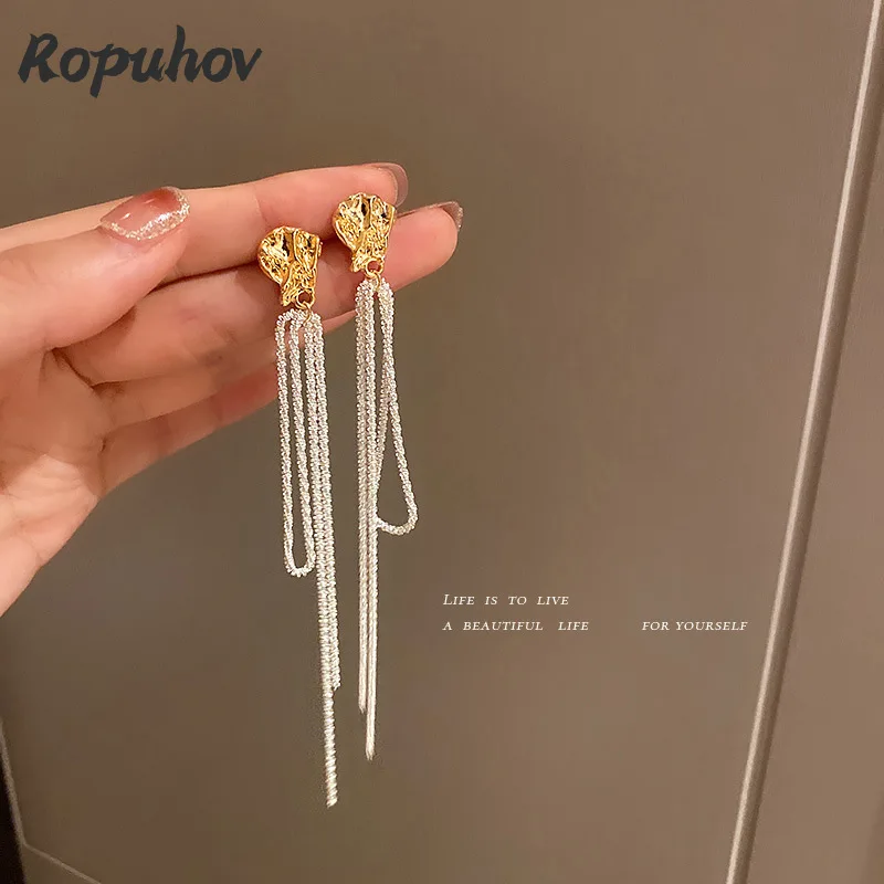 

Новинка 2021 модные серьги Ropuhov из серебра 925 пробы в Корейском стиле ретро элегантные серьги в стиле мори сверкающие длинные серьги с геометр...