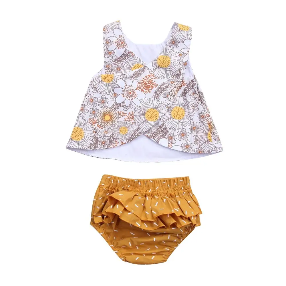 Милая Одежда для новорожденных 0-24 м летний топ с цветочным рисунком юбка-пачка