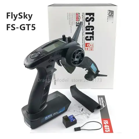Радиопередатчик FlySky FS-GT5 FS GT5, 6 каналов, 2,4 ГГц, с приемником FS-BS6, для радиоуправляемых транспортных средств, гусеничных автомобилей, лодок, та...