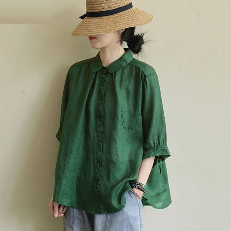 Новинка лета 2020 женская Свободная Повседневная рубашка с рукавом до локтя