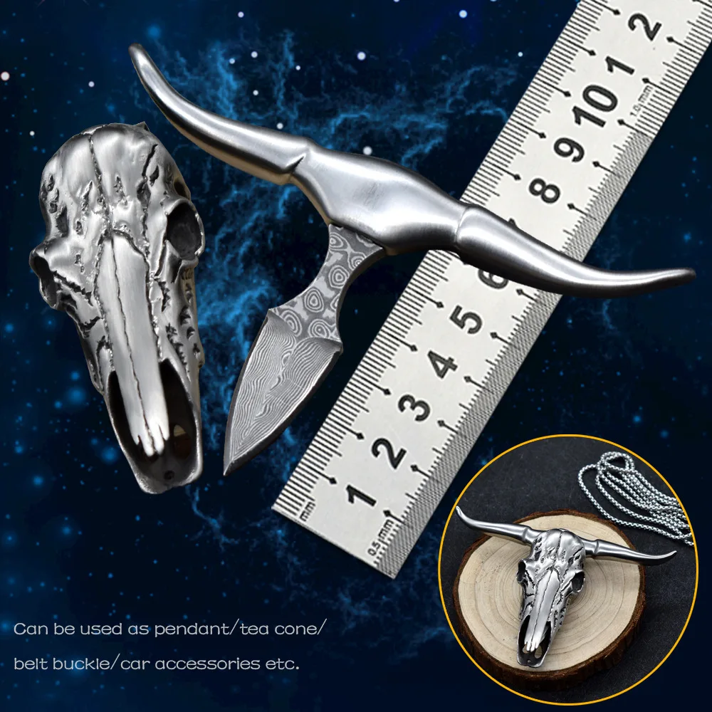 Дамаск в виде Головы Быка Чай Ножи крупного рогатого скота конус ручной работы