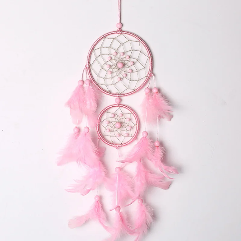 Розовая подвеска в виде двух колец Ловец снов розовая серия автомобильных