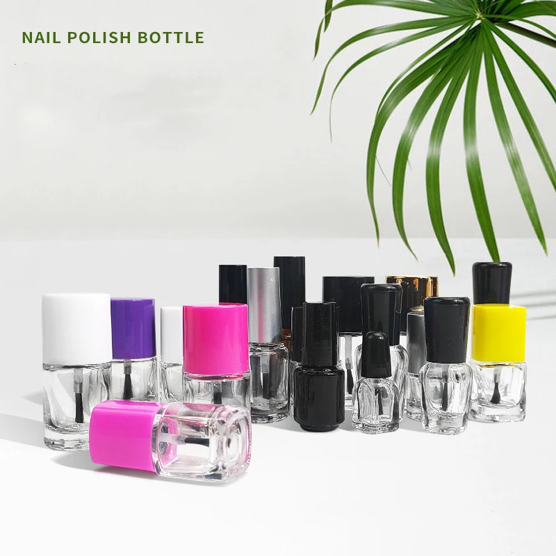 

100 шт./компл. прозрачная стеклянная бутылка для лака для ногтей с кисточкой, бутылочка для клея, бутылка для косметики, пустая бутылка, удобна...