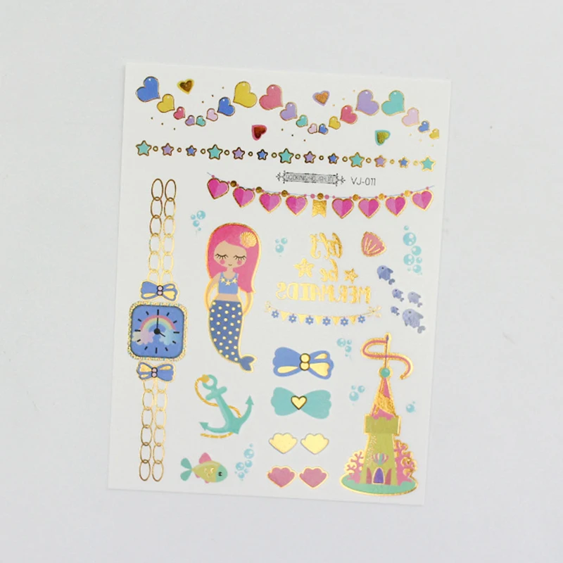 Набор татуировок русалка для детей временная татуировка наклейка тела милая